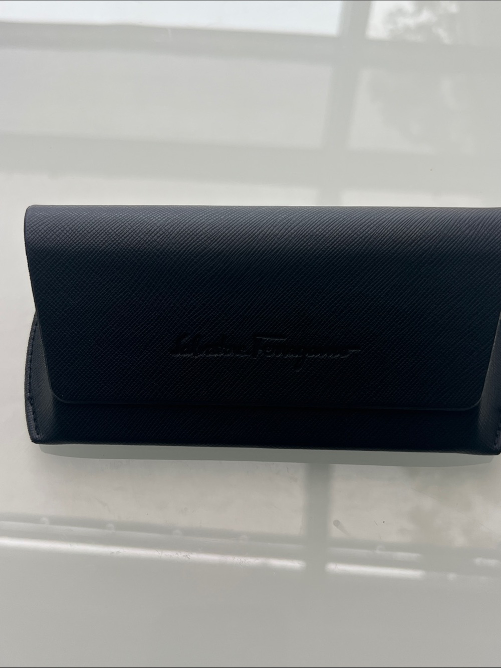 Salvatore Ferragamo Black Leather Sunglass ONLY
